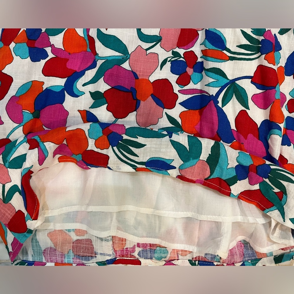 Karlie Floral Linen Blend Ruffled Button Front Dress - Multicolor (Small) | NWOT - Picture 5 of 8